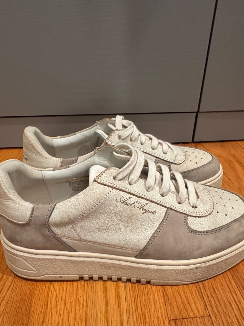 Axel Arigato Men's Low-Top Sneakers in White and Gray Suede